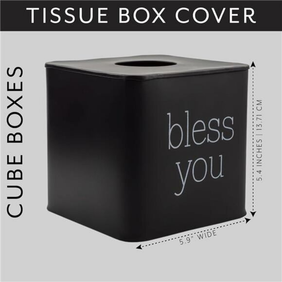 Black metal square tissue box cover cube tissue holder for bathroom bedroom offi - Picture 3 of 8